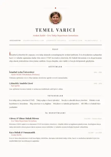 Hukuk Sekreteri Cv Örnekleri cv indir